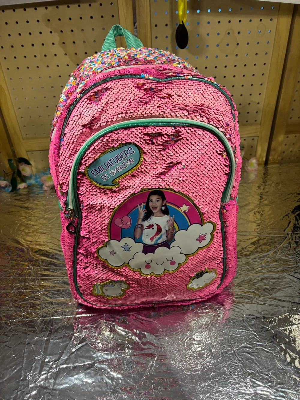Ivana y Emilia Pink Flip Sequin Backpack Girls School Bag